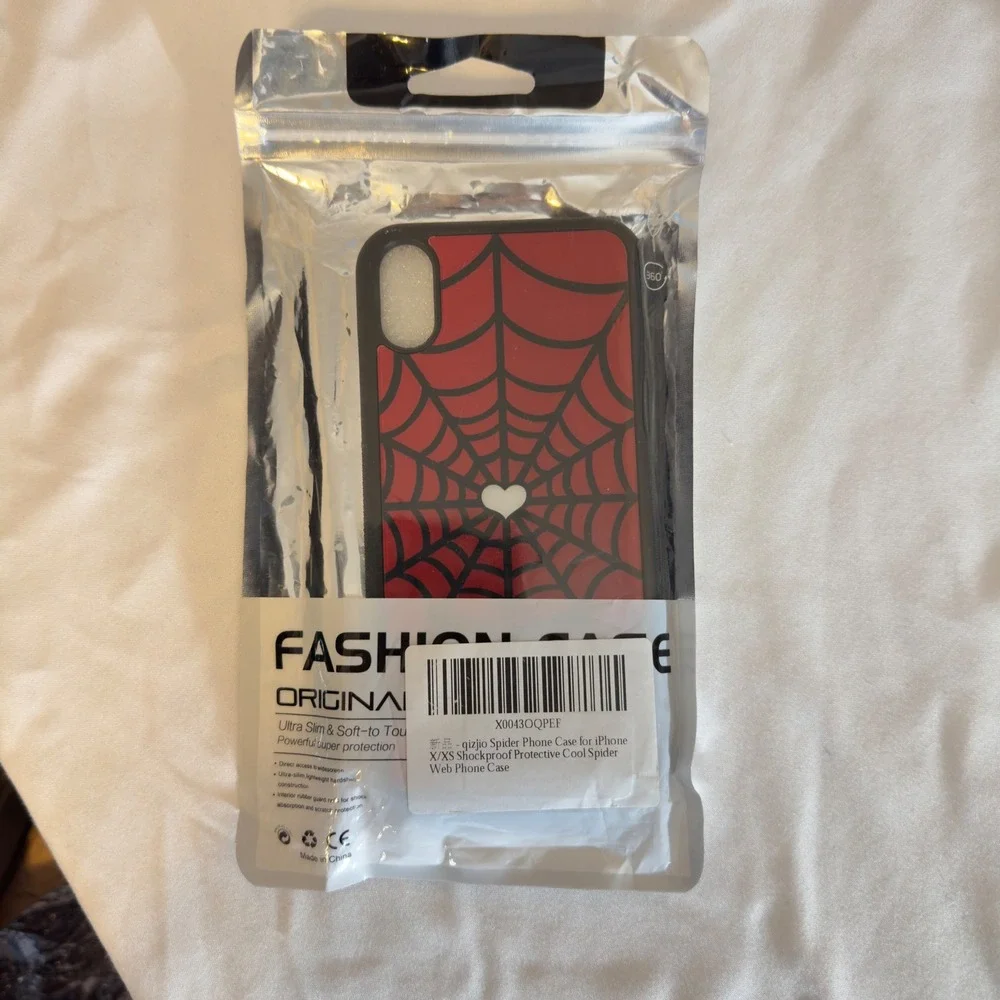 551 | Spider Web Heart iPhone X/XS Case Red Black Aesthetic Y2K Protective Cover